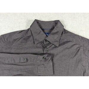 Eton Men Shirt Medium Classic Point Collar Long Sleeve Dress‎ Shirt Dark Gray